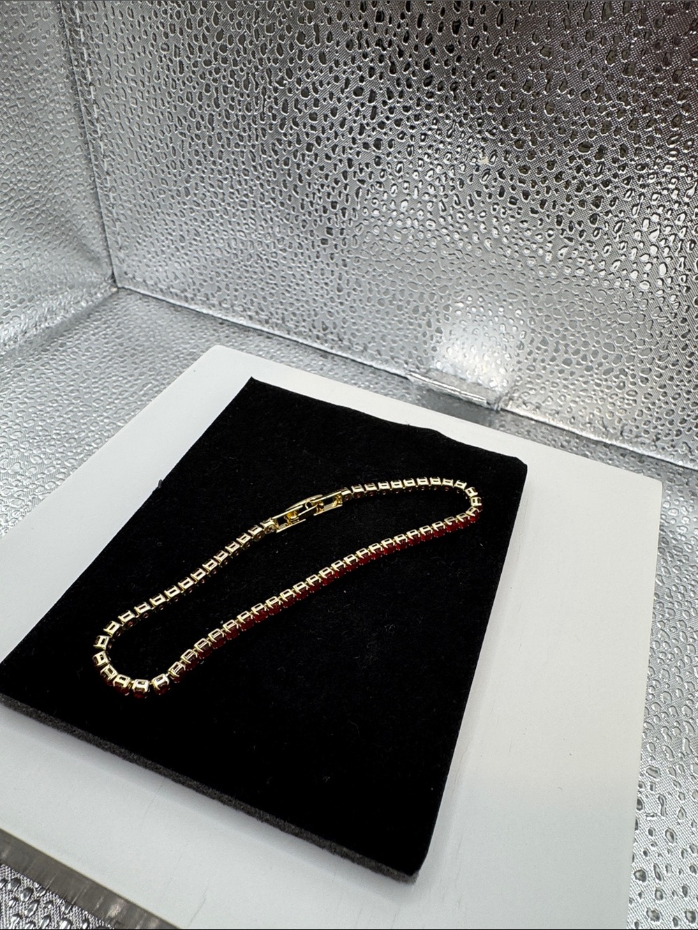 Gold and Red Tennis Bracelet - Women Jewelry